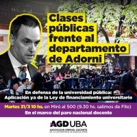 Realizarán clases públicas frente al departamento de Manuel Adorni