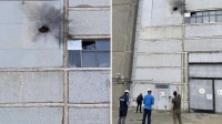 Luego del ataque de Ucrania a la Central Nuclear, se ve un agujero en un edificio