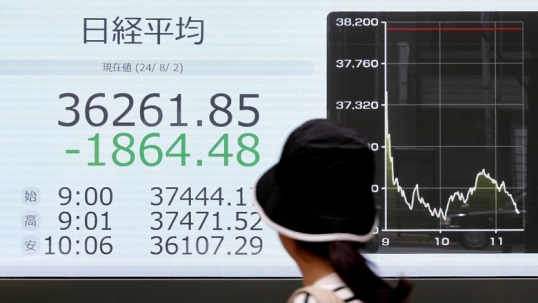 La Bolsa de Tokio tuvo su mayor descenso porcentual desde el 20 de octubre de 1987