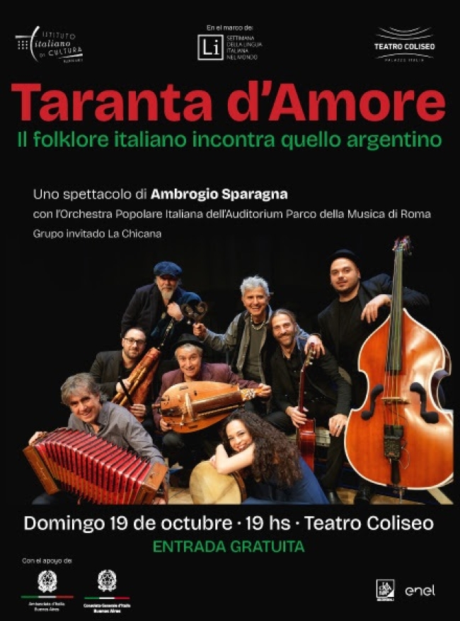 El Istituto Italiano de Cultura de Buenos Aires y el Teatro Coliseo presentan Taranta d’Amore