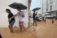 Las calles de Ibiza se vieron anegadas debido a las intensas lluvias