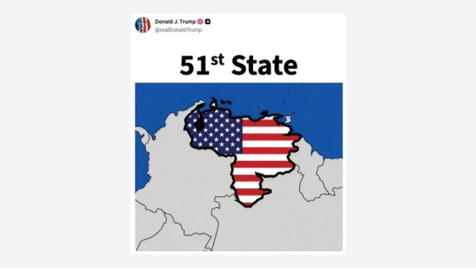 Donald Trump publica un mapa de Venezuela con la bandera de EE.UU.