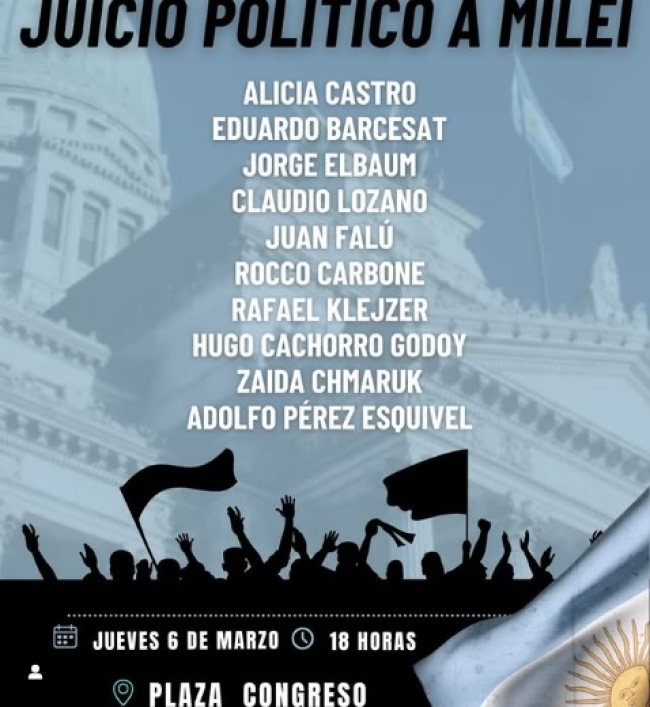 Acto en Plaza Congreso para exigir juicio político al presidente Javier Milei