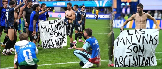 La bandera de Malvinas que terminó en manos de los jugadores argentinos