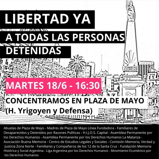 Familiares de los detenidos durante la votación de la Ley Bases convocan a una movilización este martes