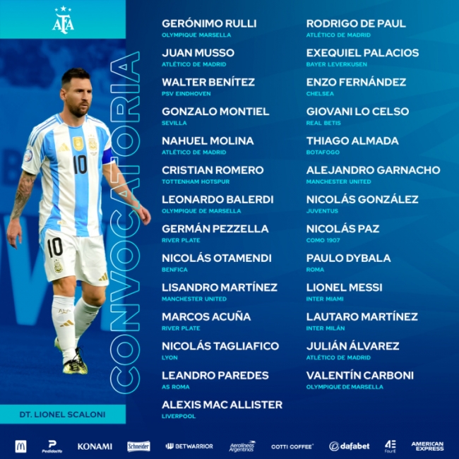 Lionel Scaloni, dio a conocer la nómina de jugadores citados para los próximos partidos